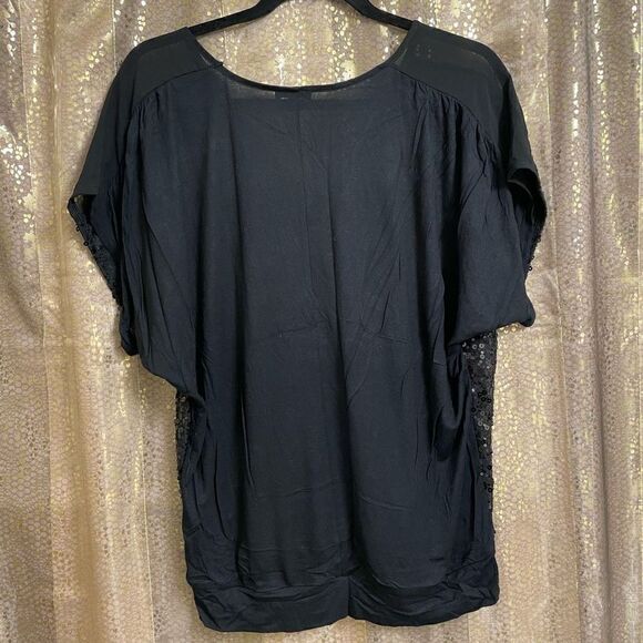 Express black multi sequin dolman style blouse, size M - Picture 2 of 5